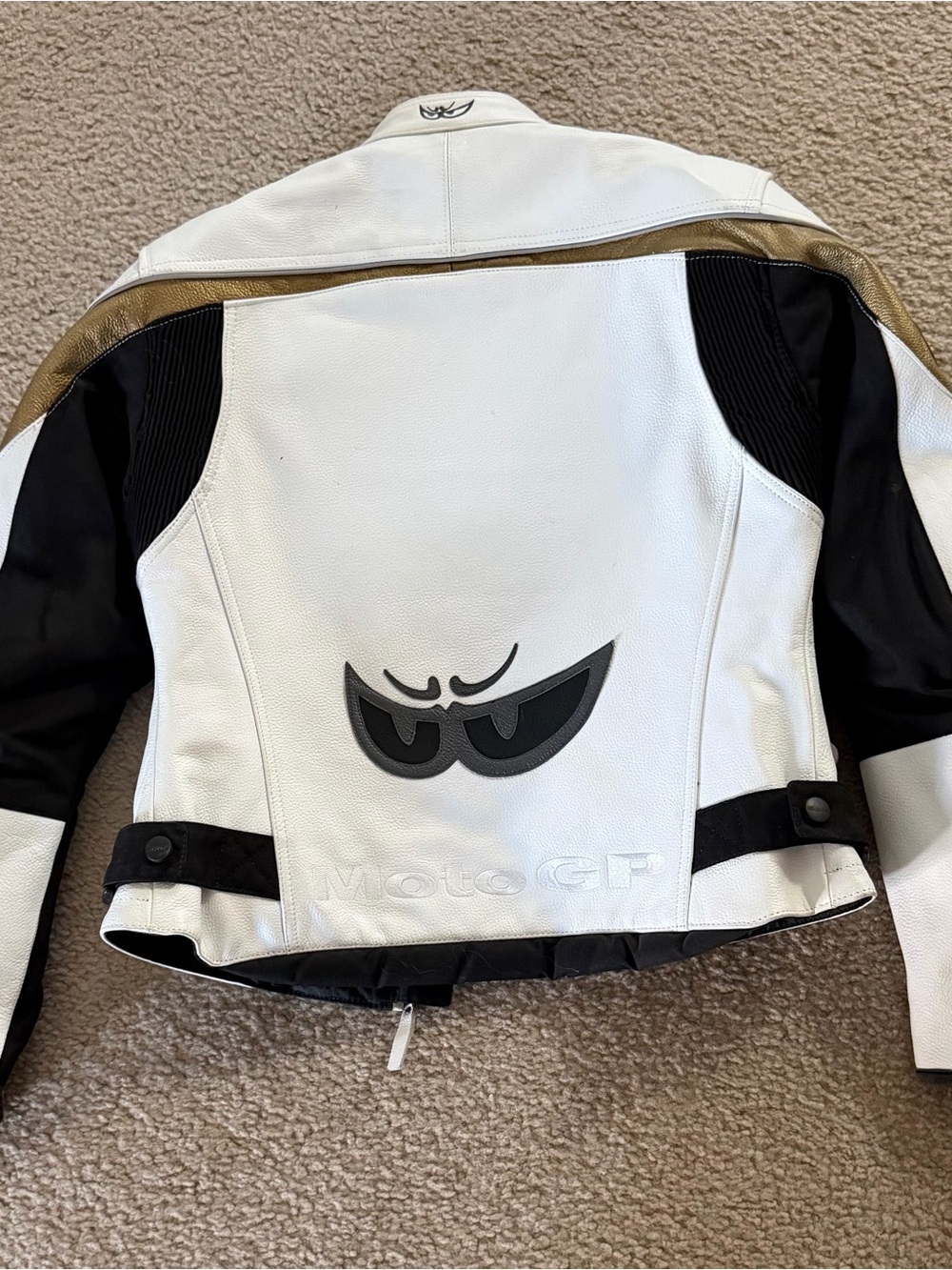 Women’s White & Gold Motorcycle Jacket - Picture 2 of 7